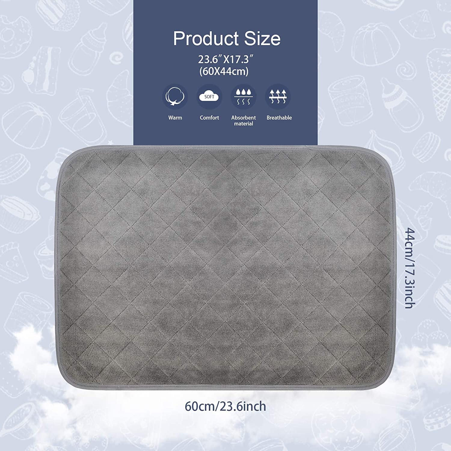 Super Absorbent Fleece Liners Bedding for Guinea Pig Cage BINGPET Guinea Pig Fleece Urine Pads 4 PCS Waterproof and Anti-Slip Bottom